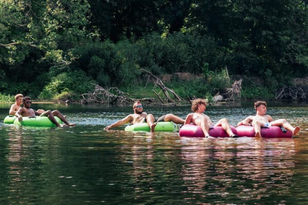 float down the Elk River in a tandem or single tube with River Ranch Resort in Noel, Missouri