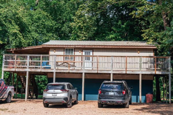 wrap around deck of cabins for rent near River Ranch Resort in Noel, Missouri