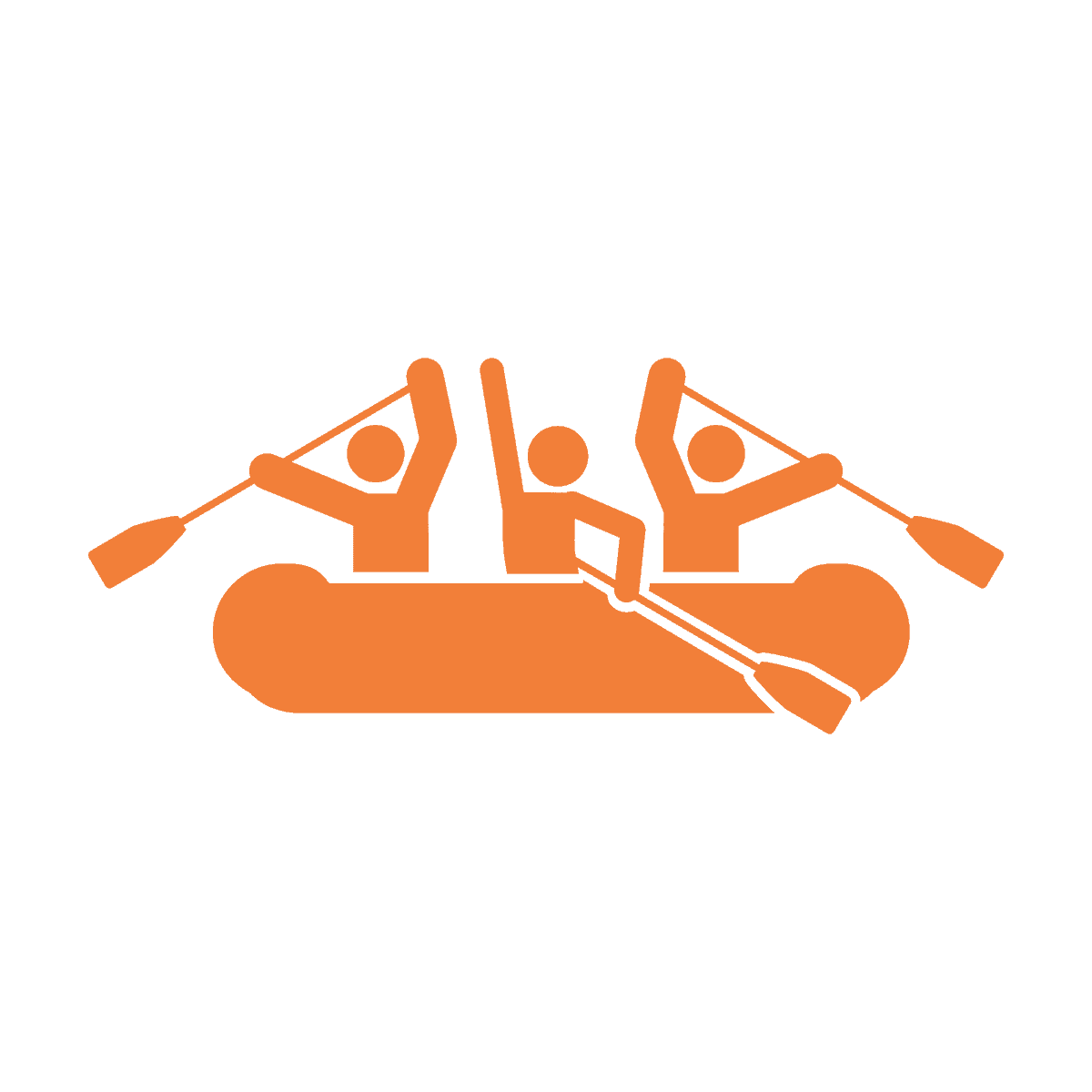 icon showing three people rafting using oars