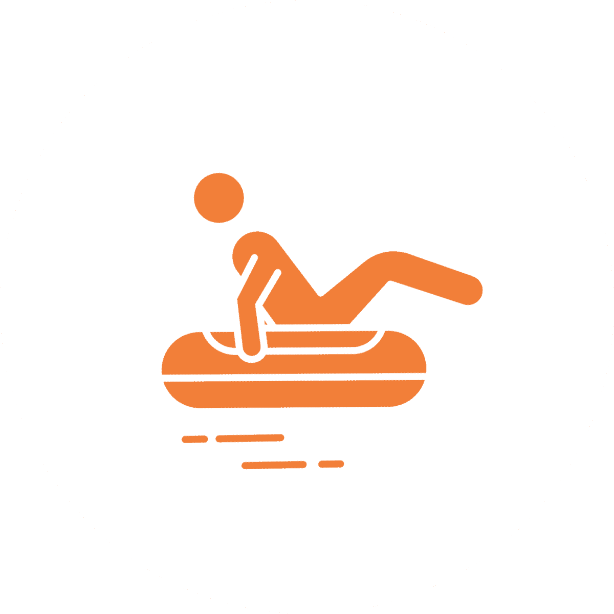 icon showing person in raft on the water